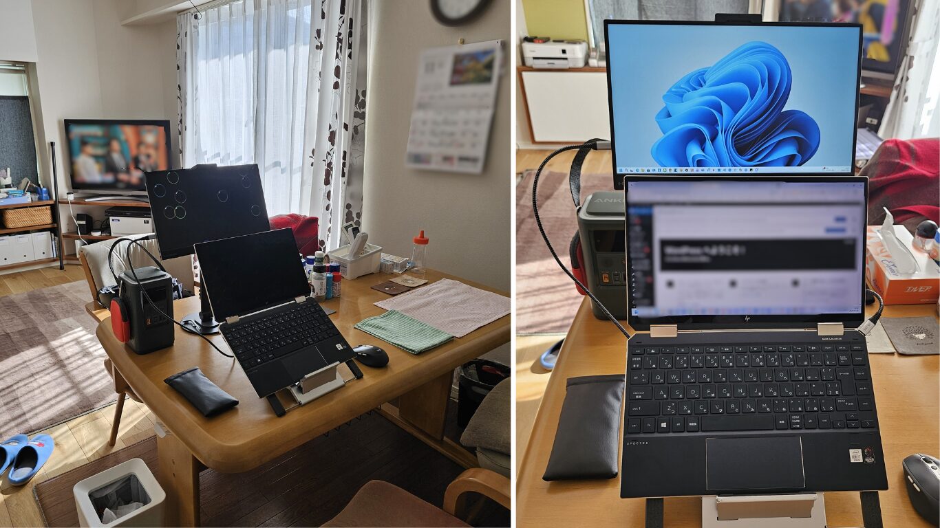 リビングのテーブルにセッティングした様子