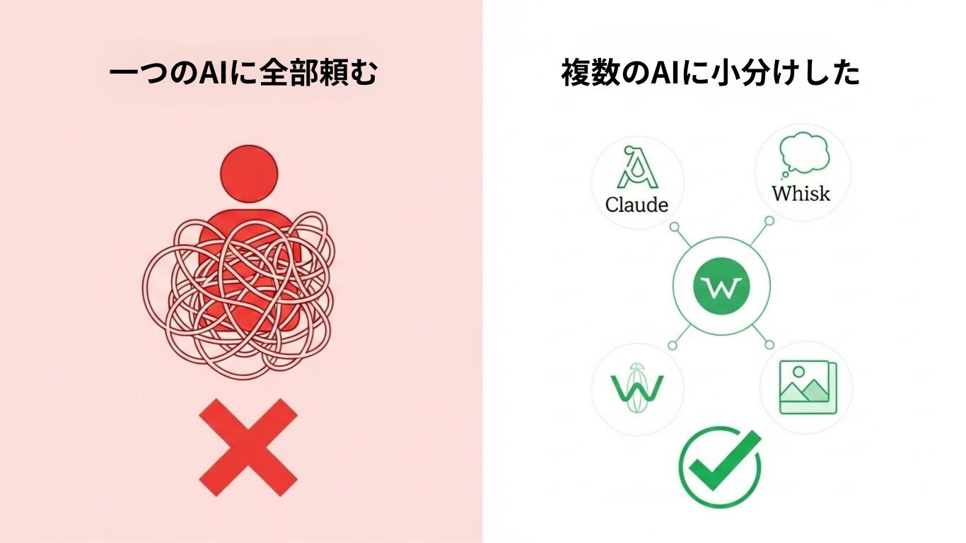 一気に任せると×、分けて進めると○。AIの反応が明らかに変わりました