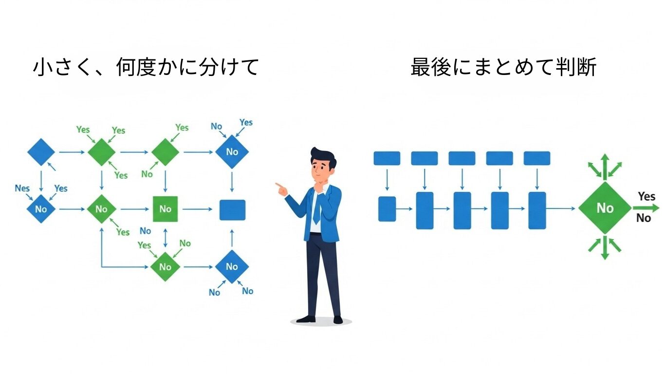 判断は小さく、何度かに分けて入れていく