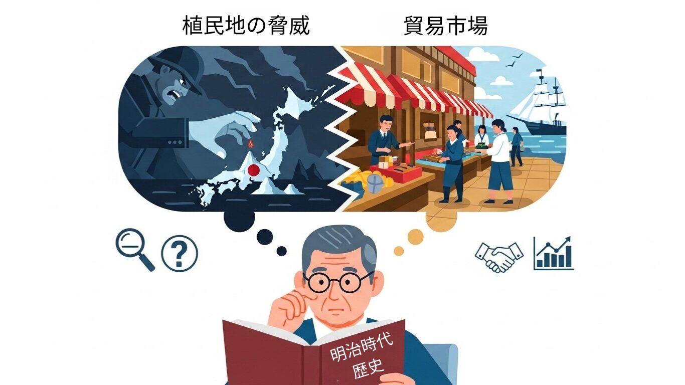 「危機感は本物だったが、前提は間違っていた」——列強の目的は領土ではなく市場だったという事実が、志士たちの行動を別の角度から照らし直す。
