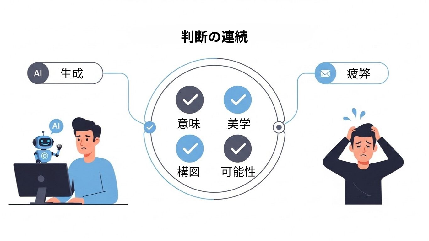 AI生成のたびに、4種類の判断を何度も繰り返してしまう