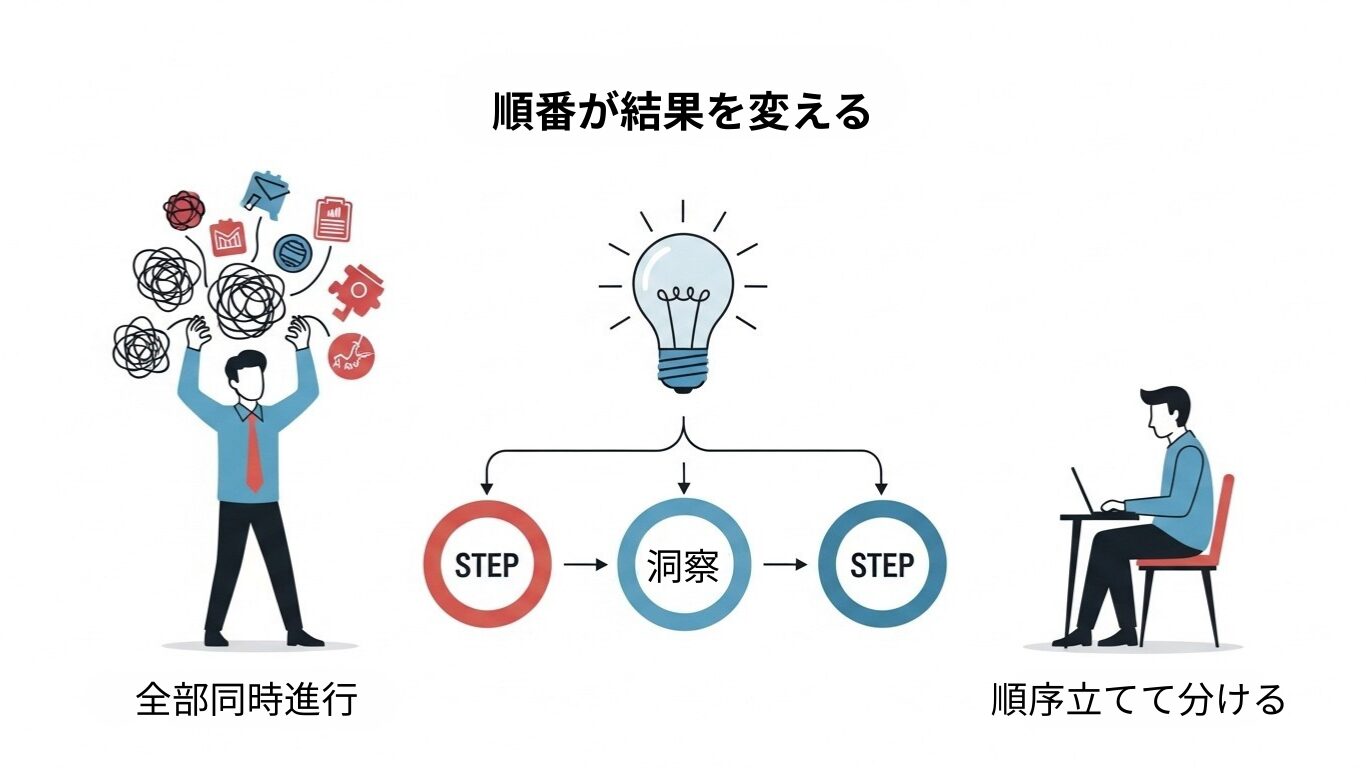 「全部同時」から「順序立てて分ける」へ、順番が結果を変える