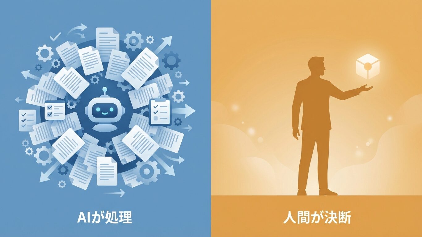 面倒な処理はAIへ。決断の席だけは、人間が守る