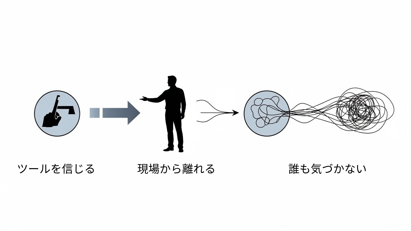 ツール＋現場離れ＝誰も気づかない構造