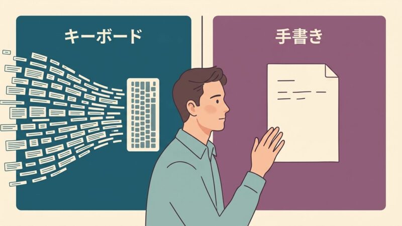 キーボードは記録し、手書きは選び取る